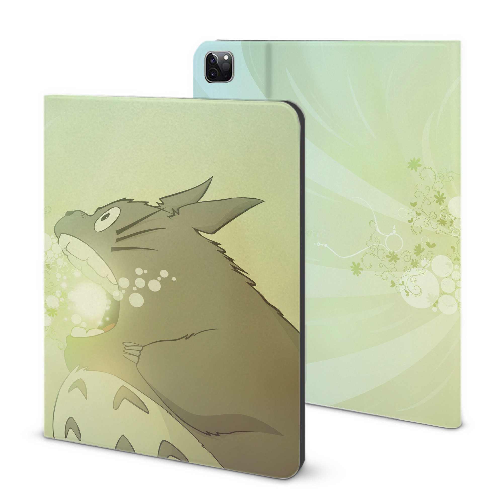 （画像用） となりのトトロ 草壁メイ 草壁サツキ My Neighbor Totoro Satsuki Kusakabe Mei Kusakabe IPad ケース ブック型 PUレザー TPU 耐衝撃 軽量 薄型 ペン収納なし 全面保護 IPad 各モデル対応